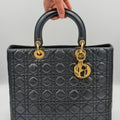 Sac Lady Dior Large cuir cannage noir vintage