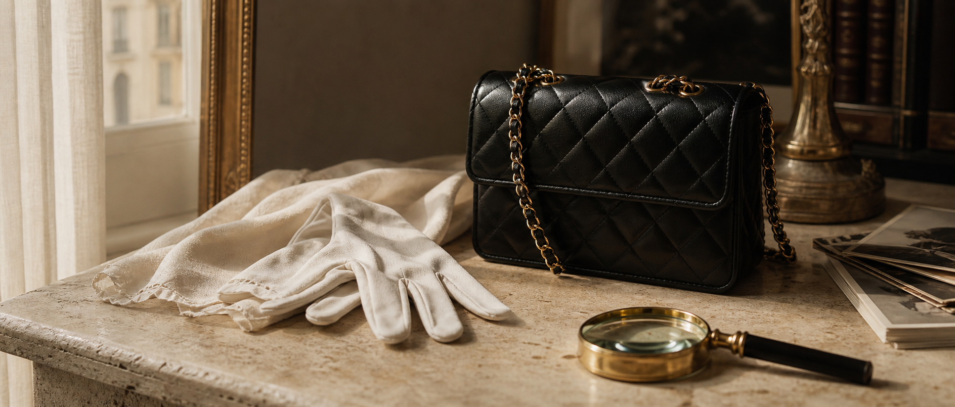 Bannière éditoriale pour les sacs Chanel Timeless vintage