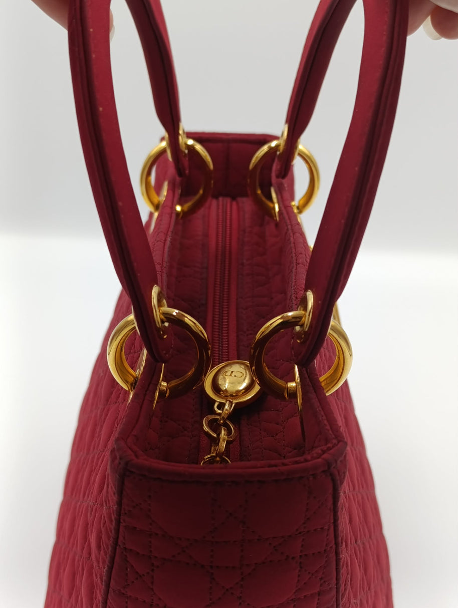 Fermeture Lady Dior medium nylon framboise vintage