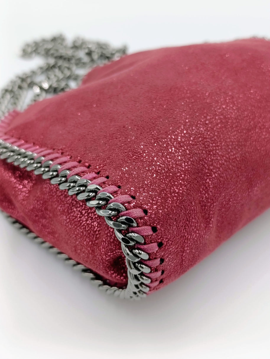 Sac Falabella Tiny rose pailletée porté épaule
