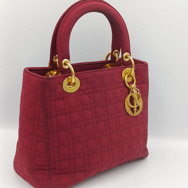 Lady Dior medium framboise profil nylon Dior