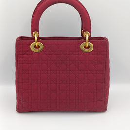 Intérieur sac Lady Dior medium nylon framboise
