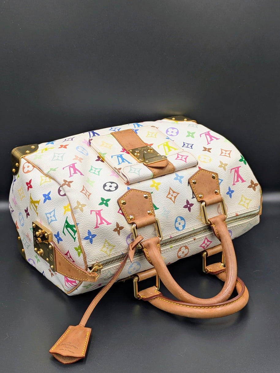 Détail de la patine du cuir Louis Vuitton Speedy