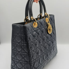 Lady Dior large noir matelassé cannage Dior