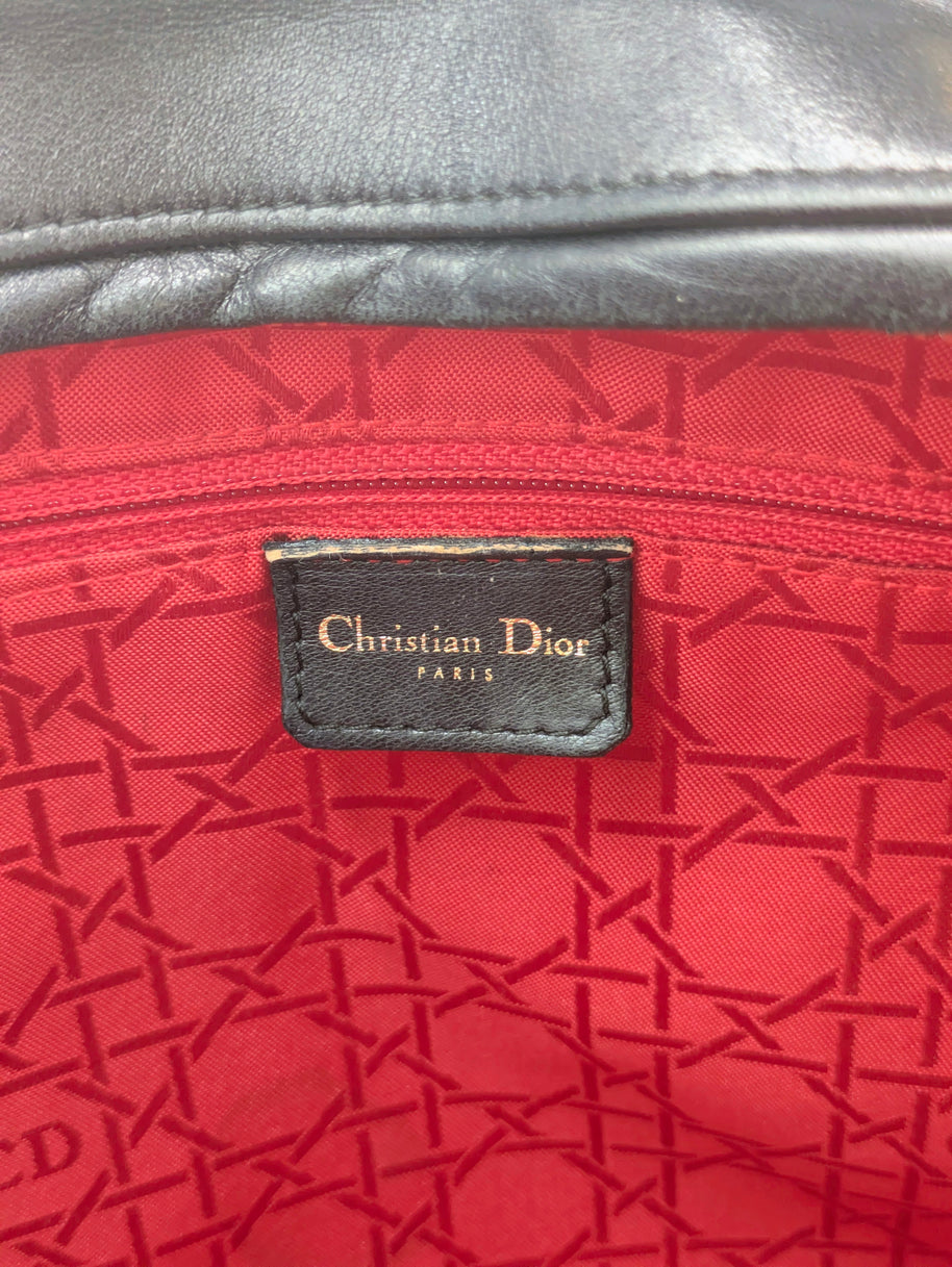 Sac Lady Dior Large — Cuir Agneau Noir Matelassé, Vintage, Breloques Dorées
