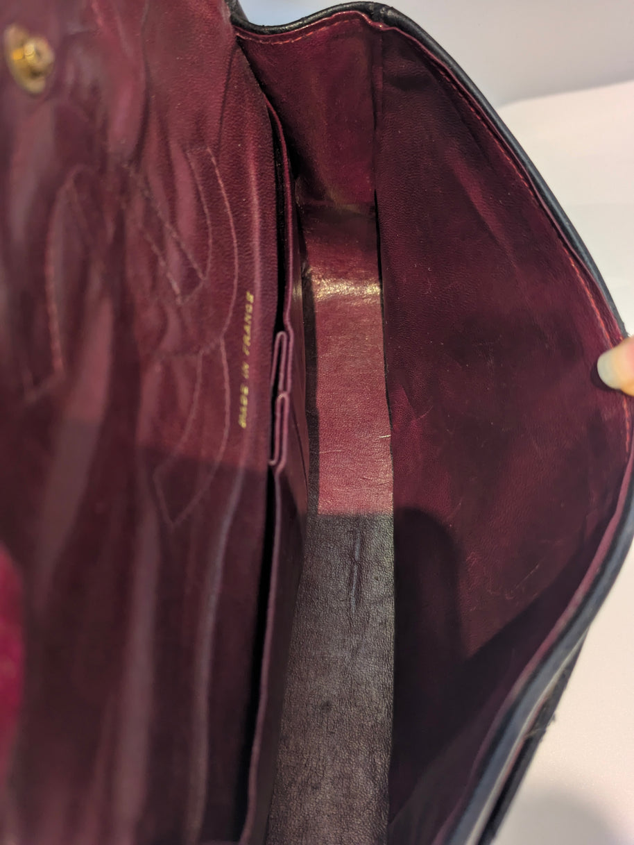 Sac Chanel 2.55 cuir noir et dorure 24k Gold- Génération 70's