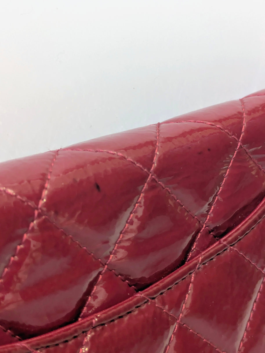 Chanel Wallet On Chain coin et coutures matelassage cuir verni rouge