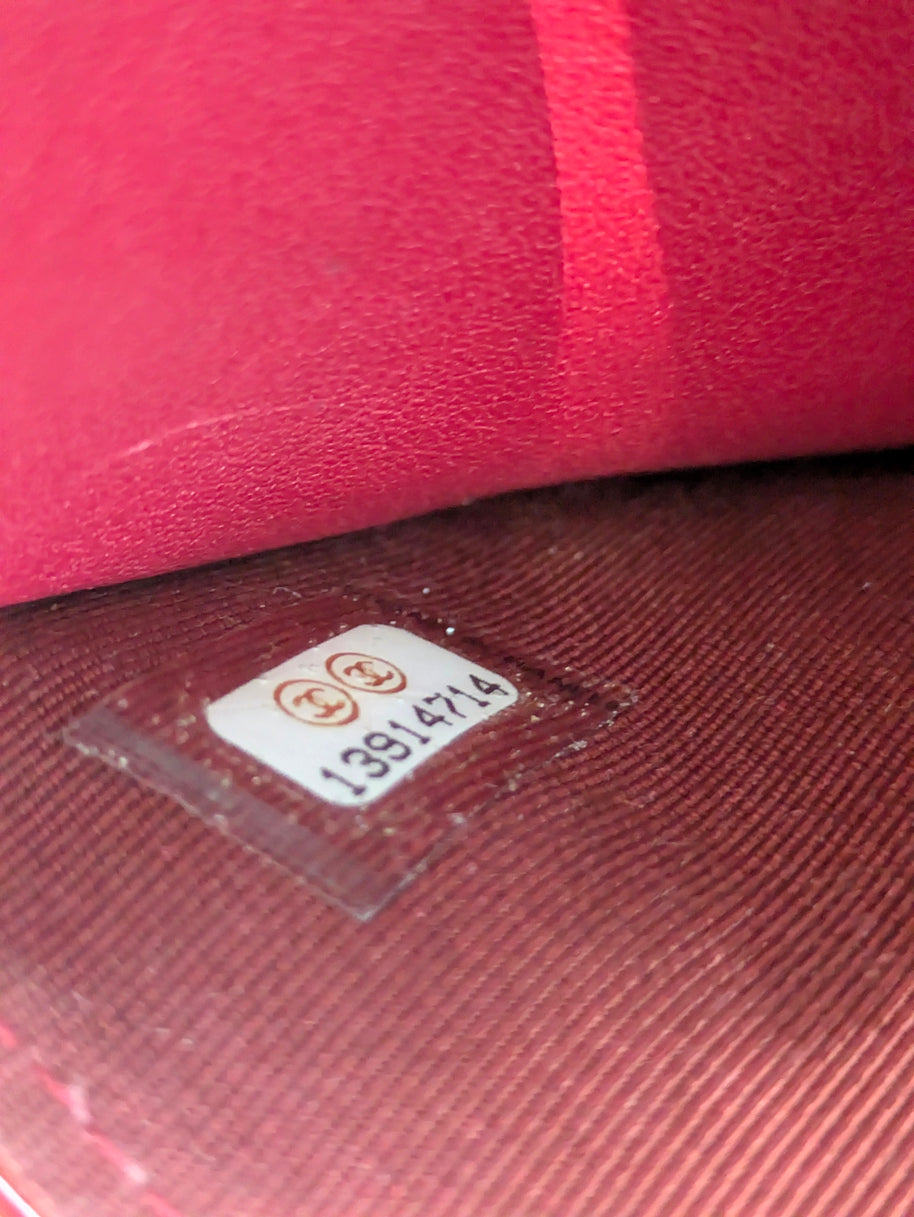 Chanel Wallet On Chain 2.55 cuir verni rouge bordeaux vue générale