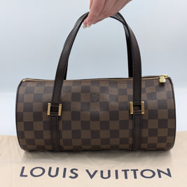 Sac Louis Vuitton Papillon PM toile Damier Ébène vintage vue de face