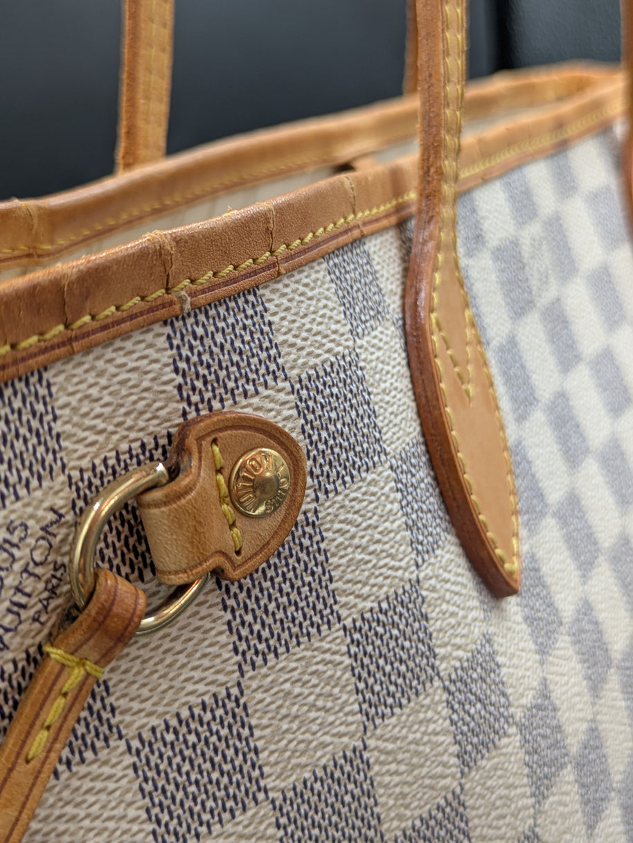 Attaches et coutures du Neverfull PM Azur vintage