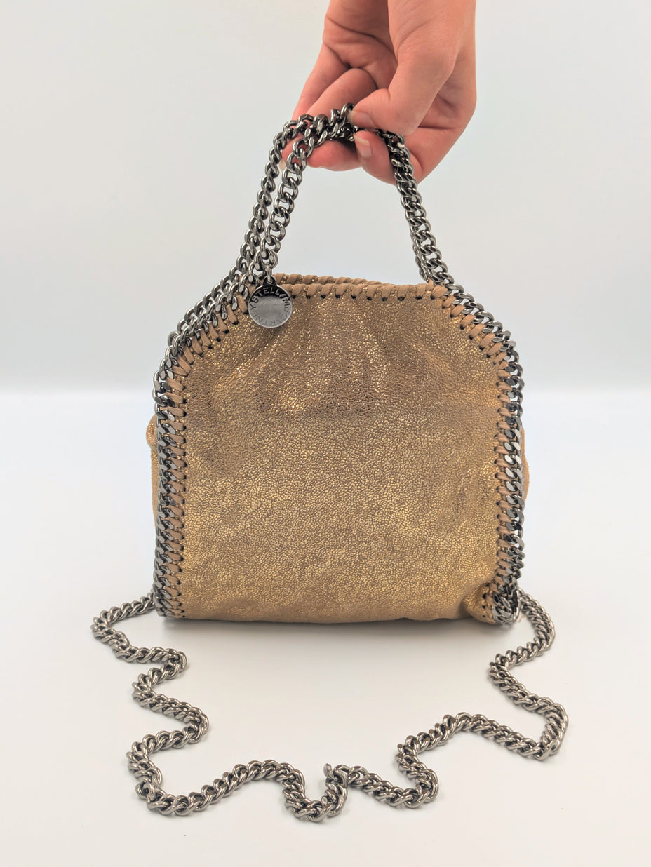Sac Stella McCartney Falabella Tiny doré pailleté vue générale