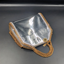 Sac Stella McCartney x Sorayama Falabella tiny posé, finition argentée à effet miroir